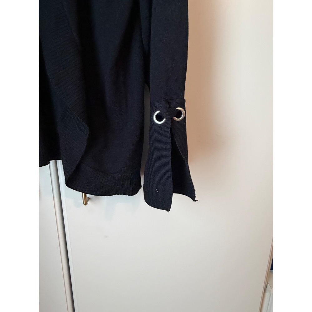 Rafaella Black Open Front Grommet Bell Sleeve Cardigan Sweater XL - Picture 3 of 8